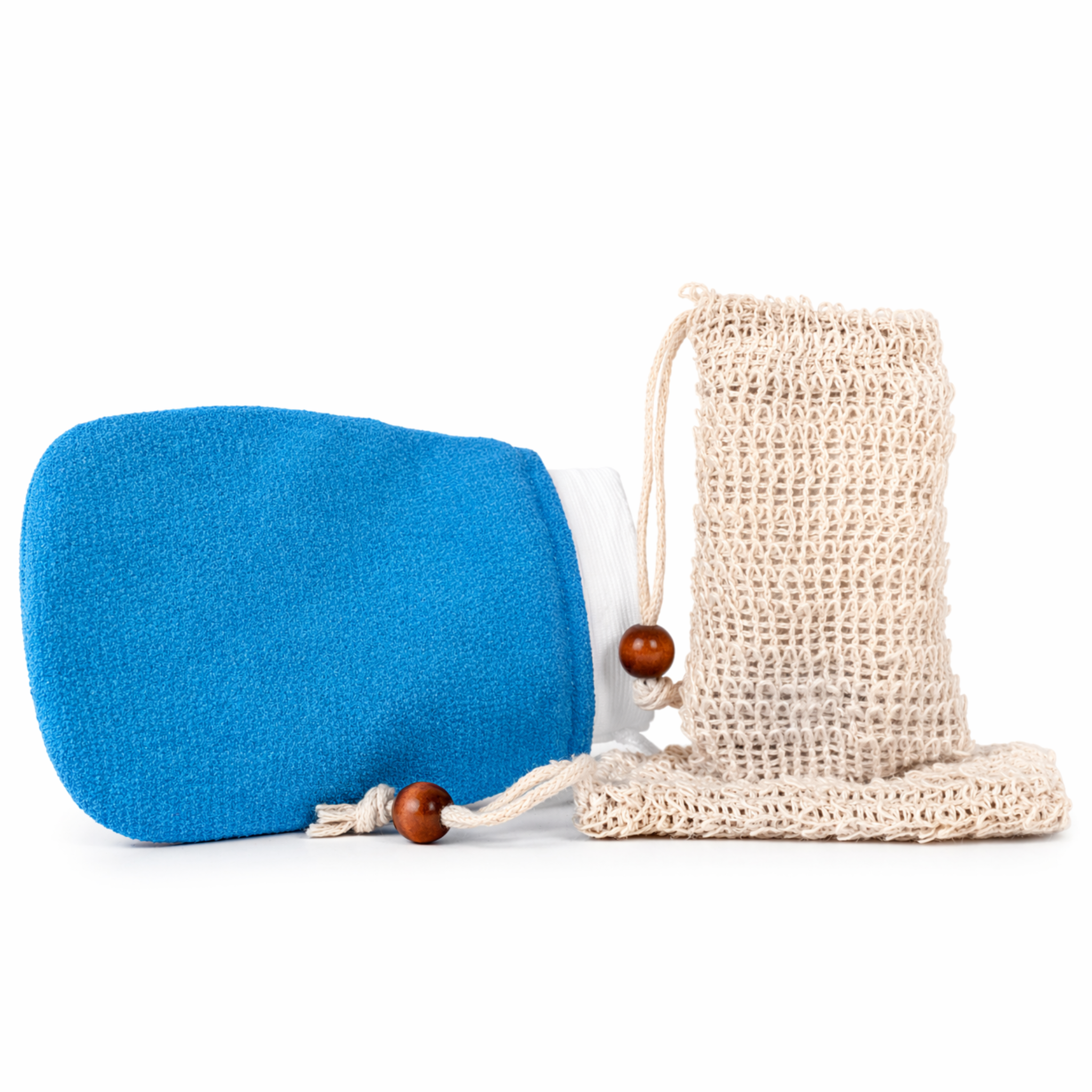 Set de bolsa de jabón exfoliante natural con guante exfoliante para cuerpo y rostro