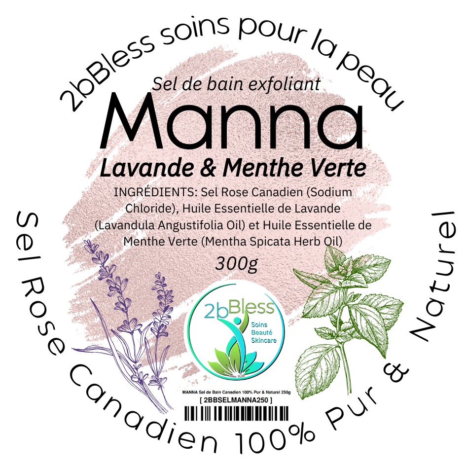 MANNA LAVANDE &amp; MENTHE VERTE Sel de Bain 100% Pur &amp; Naturel 300g