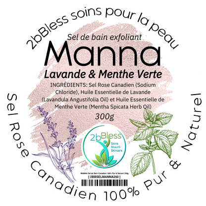 MANNA LAVANDE &amp; MENTHE VERTE Sel de Bain 100% Pur &amp; Naturel 300g