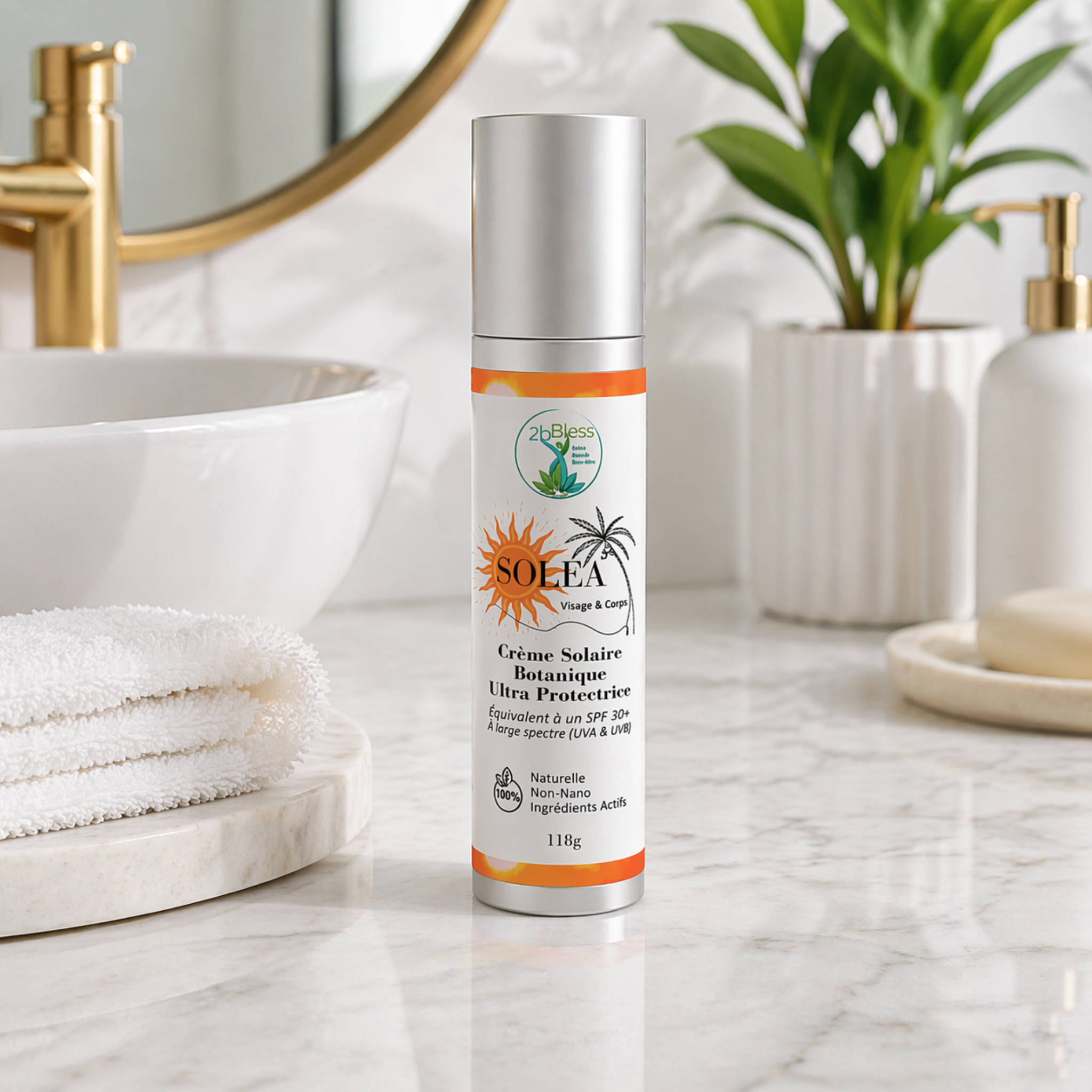SOLÉA - Crème Solaire Botanique Ultra-Protectrice (équiv. SPF 30+) 118g
