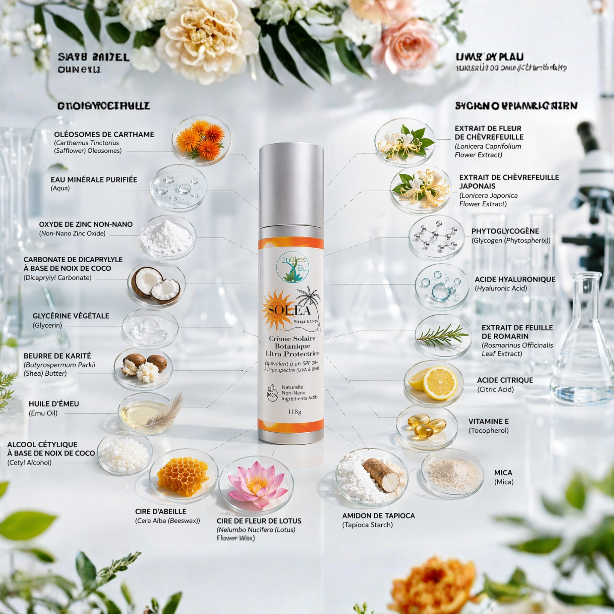 SOLÉA - Crème Solaire Botanique Ultra-Protectrice (équiv. SPF 30+) 118g
